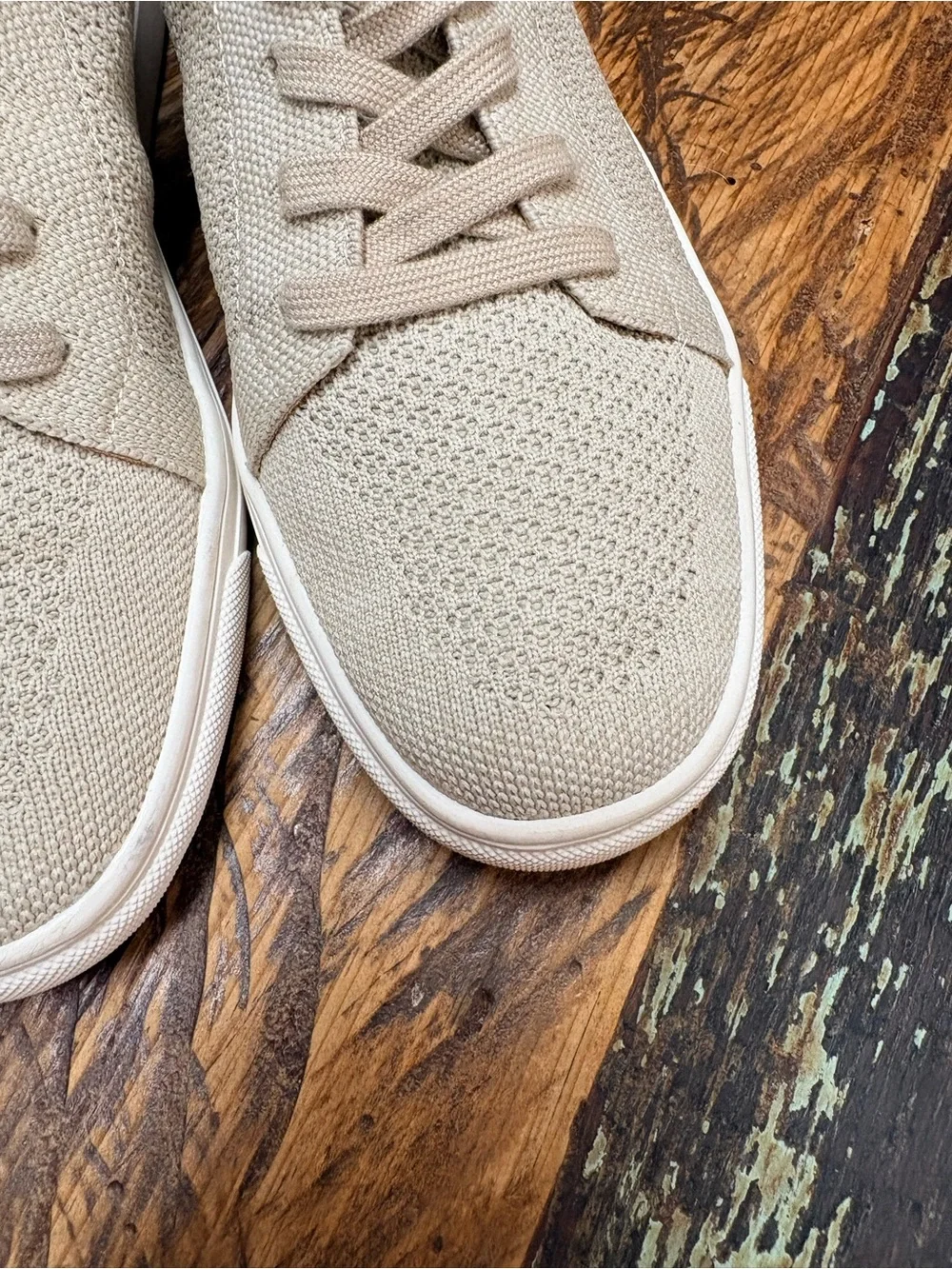 Lucky Brand Leighan Knit Mesh Lace-Up Comfortable Sneakers Neutral Beige Size 7